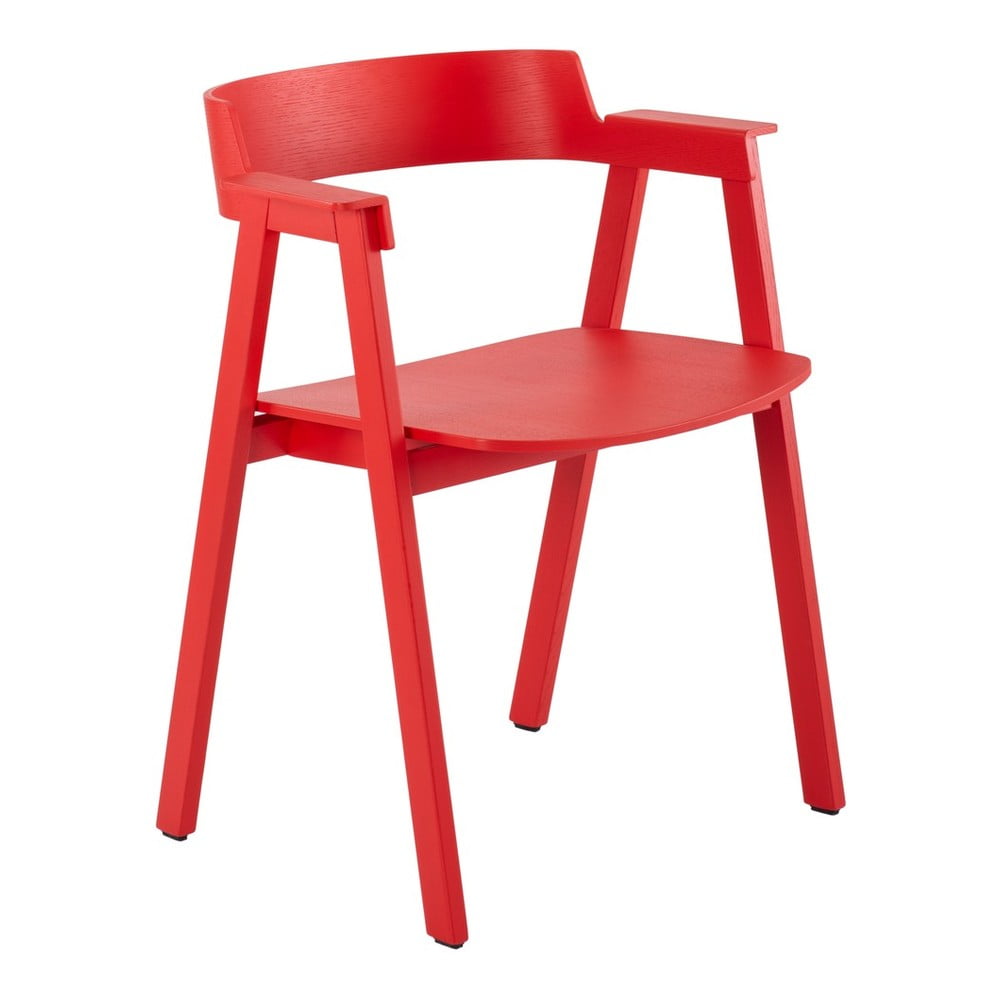 Červená jedálenská stolička s podrúčkami z dubového dreva Flip – Gazzda