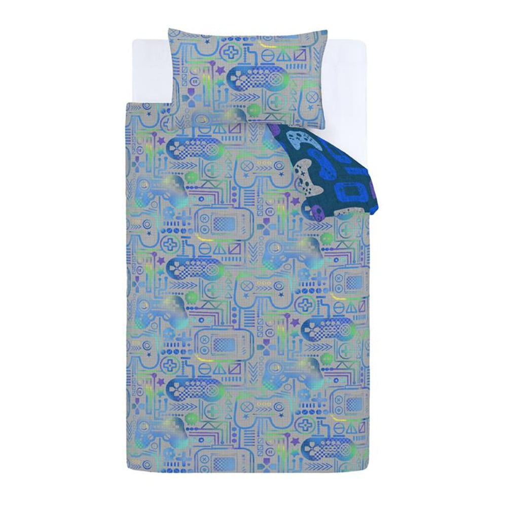 Modro-sivé detské obliečky na jednolôžko z mikrovlákna 135x200 cm Gamer – Catherine Lansfield