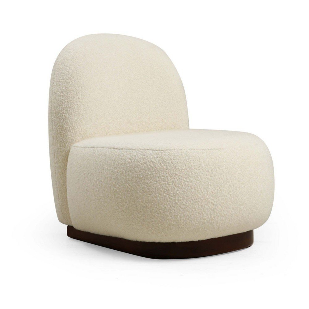 Biele kreslo z textílie buklé Tina – Artie