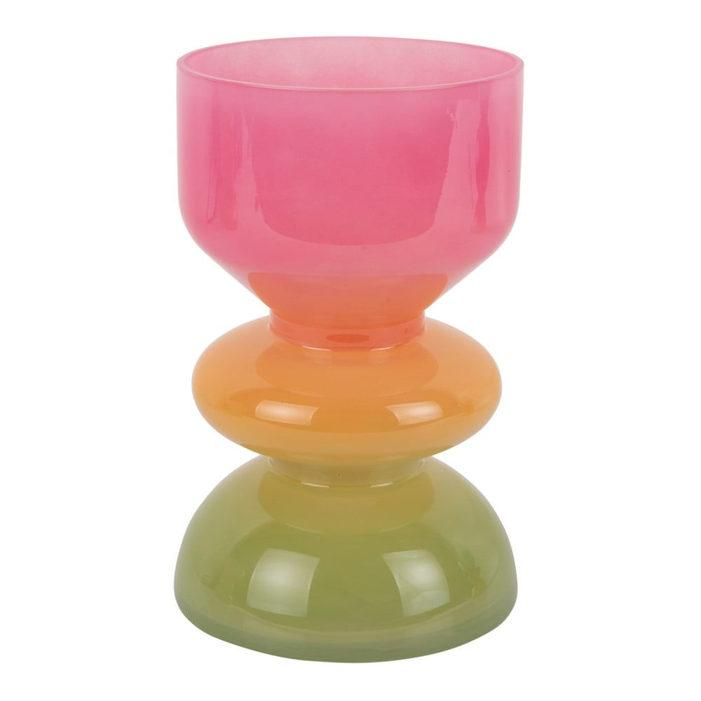 Oranžová/ružová sklenená váza (výška  20