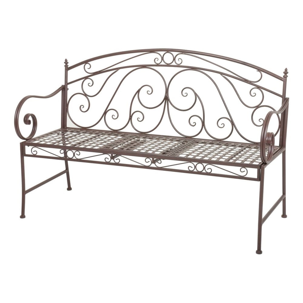Hnedá kovová záhradná lavica Saket – Garden Pleasure