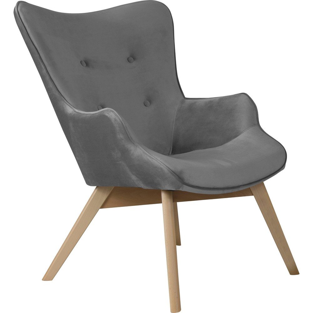 Sivé zamatové kreslo Niko – Ropez