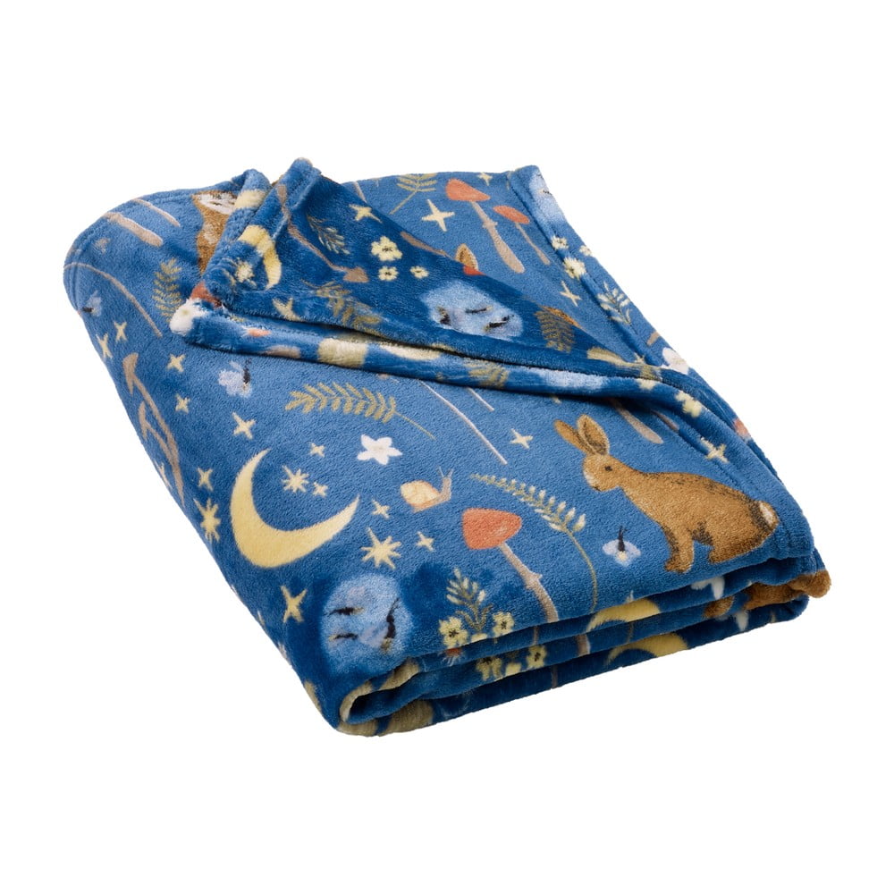 Modrá deka z mikroplyšu 130x170 cm Enchanted Twilight Animals – Catherine Lansfield