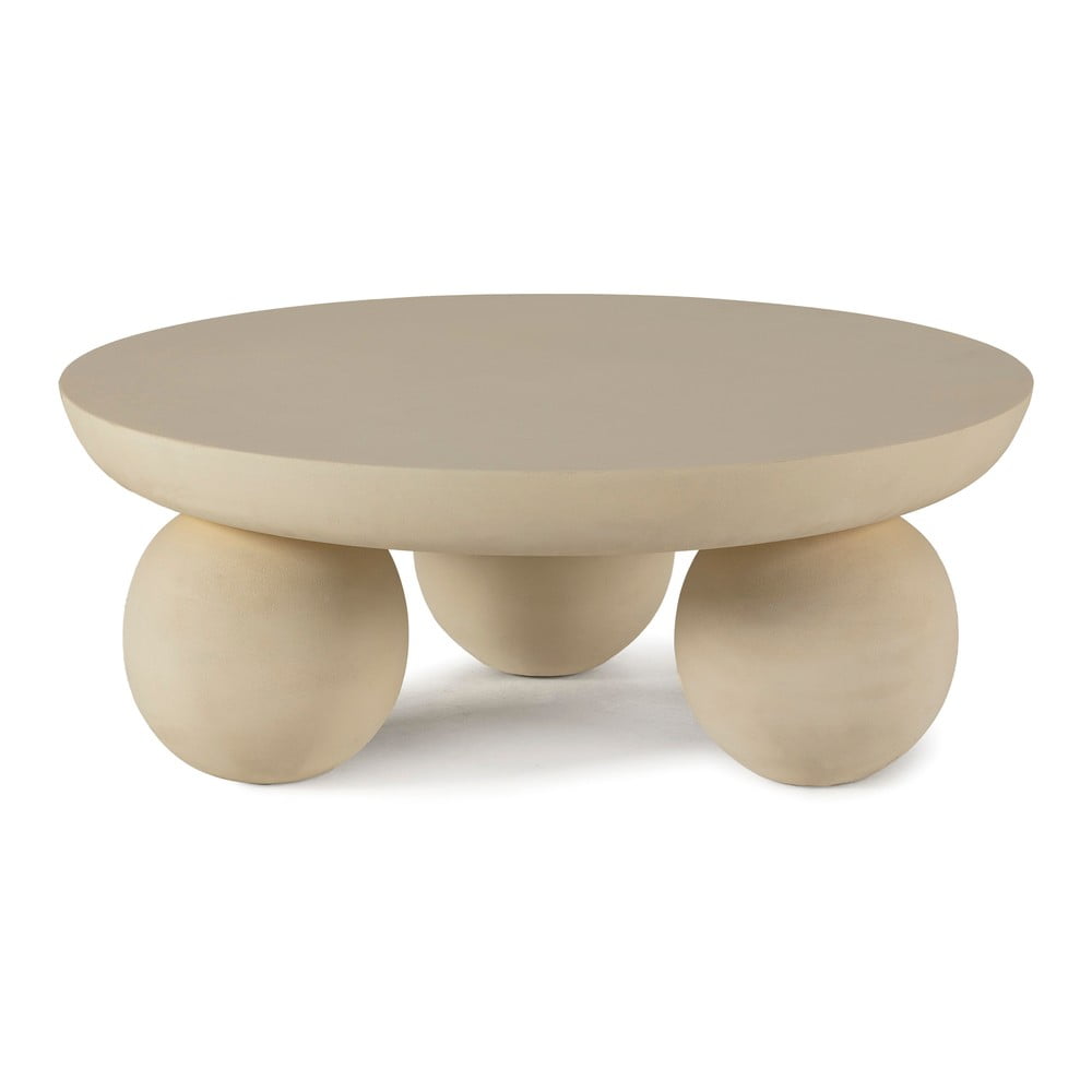 Béžový okrúhly konferenčný stolík z mangového dreva ø 90 cm Ailen – MOME