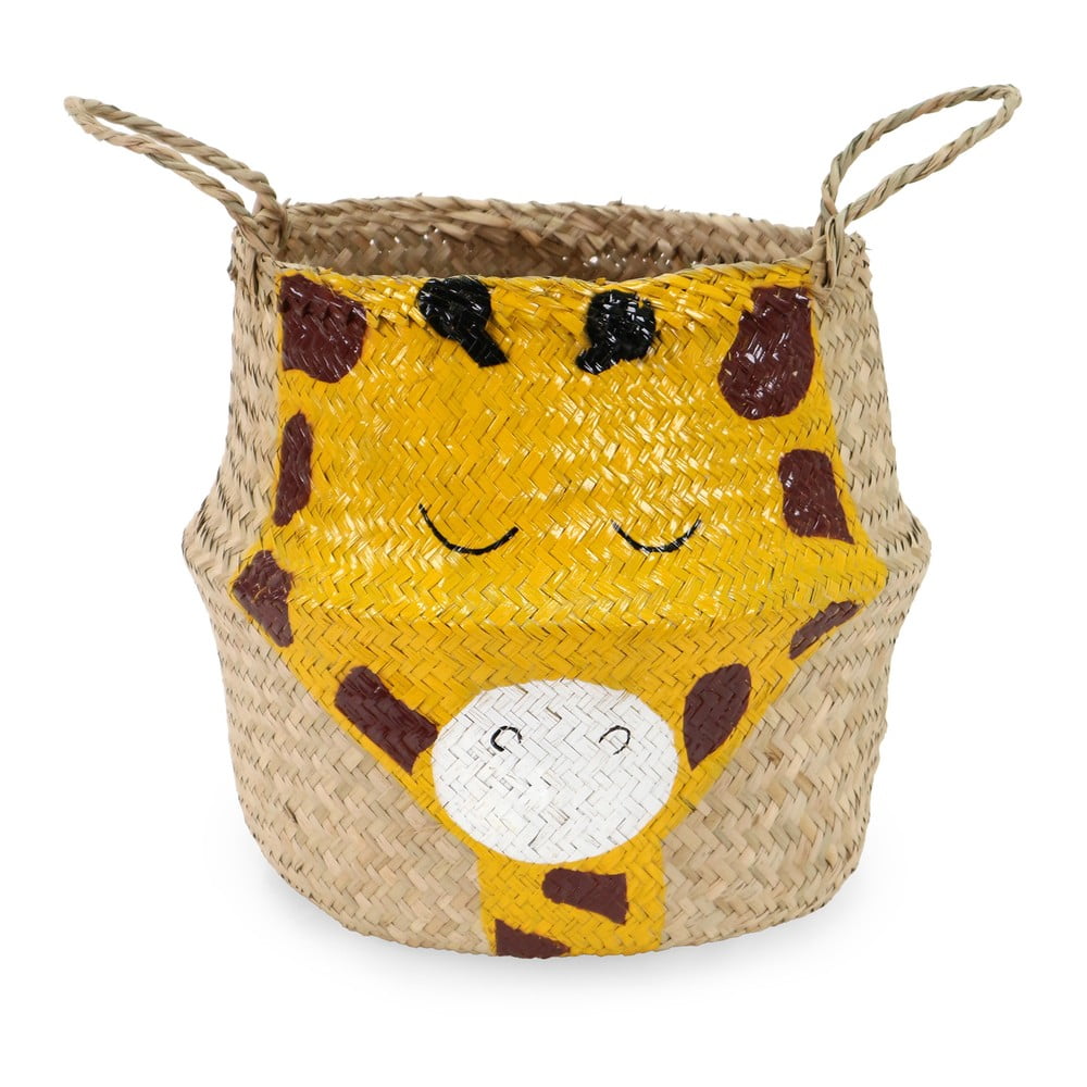 Detský kôš na hračky z morskej trávy v žlto-prírodnej farbe ø 30x28 cm Giraffe – Compactor