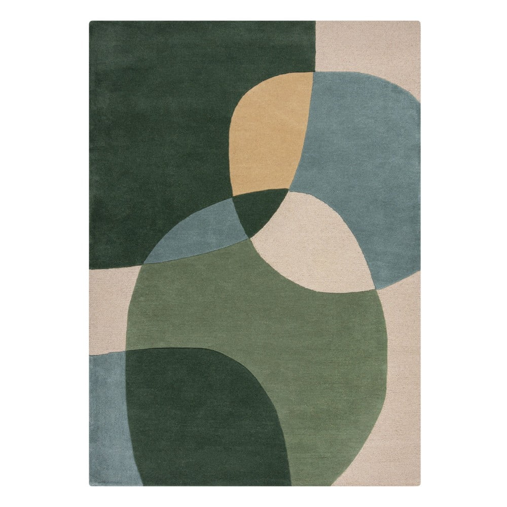 Zelený ručne tkaný vlnený koberec 120x170 cm Glow Green & Blue – Flair Rugs