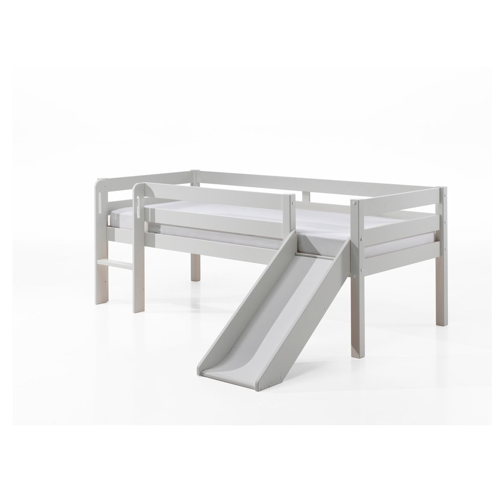 Biela detská vyvýšená posteľ so šmykľavkou Vipack Pino