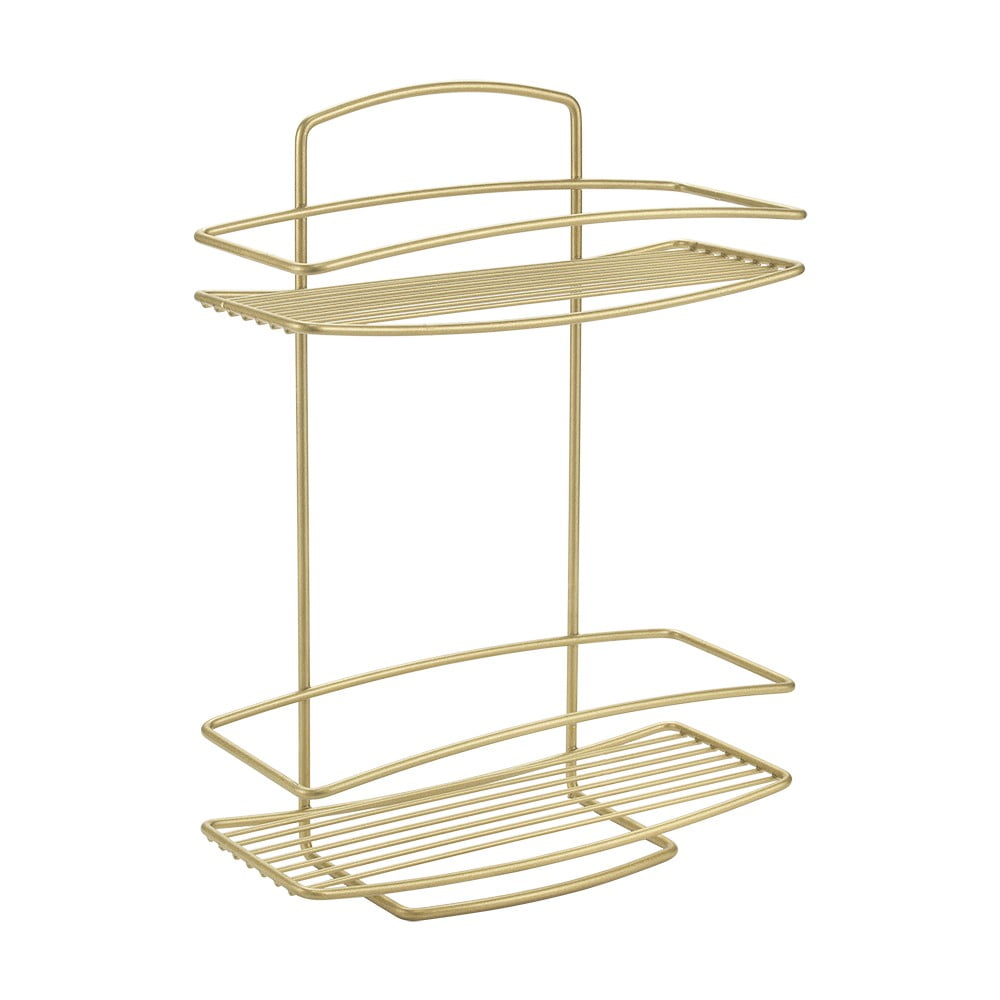 Oceľová kúpeľňová polička v zlatej farbe Onda – Metaltex