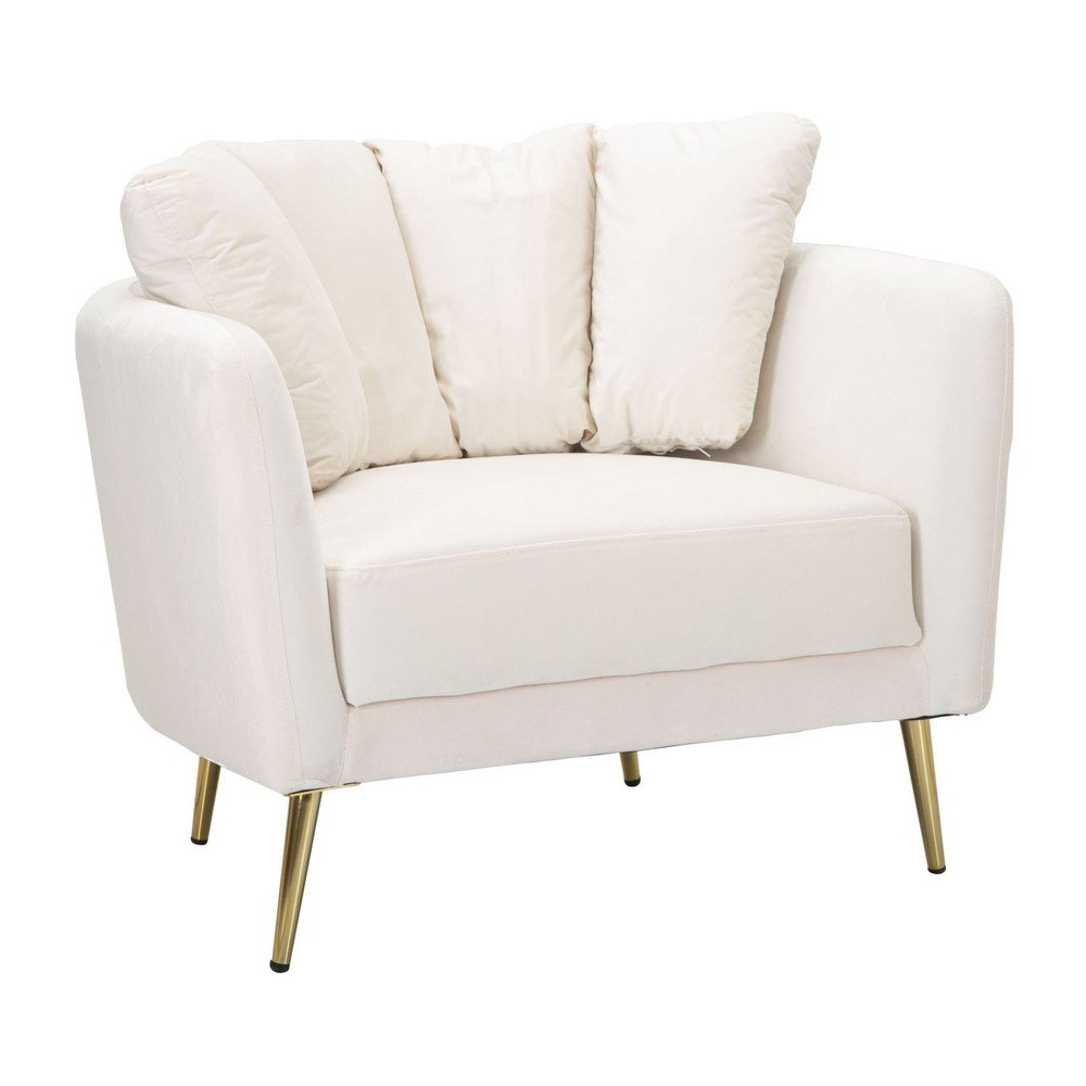 Krémové zamatové kreslo Kiev – Mauro Ferretti