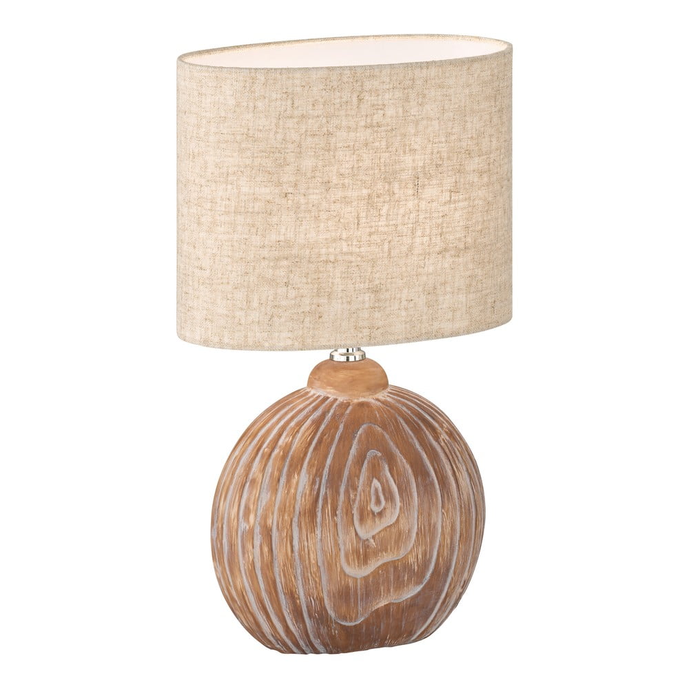 Hnedo-béžová keramická stolová lampa s textilným tienidlom (výška 39 cm) Tobse – Fischer & Honsel