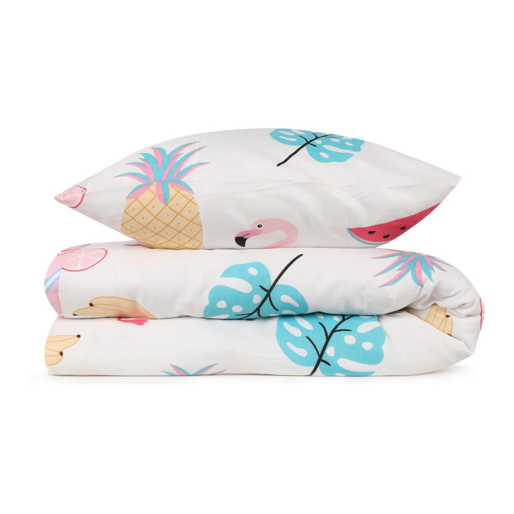 Bielo-ružové detské obliečky na jednolôžko 140x200 cm Kokteyl – Mijolnir