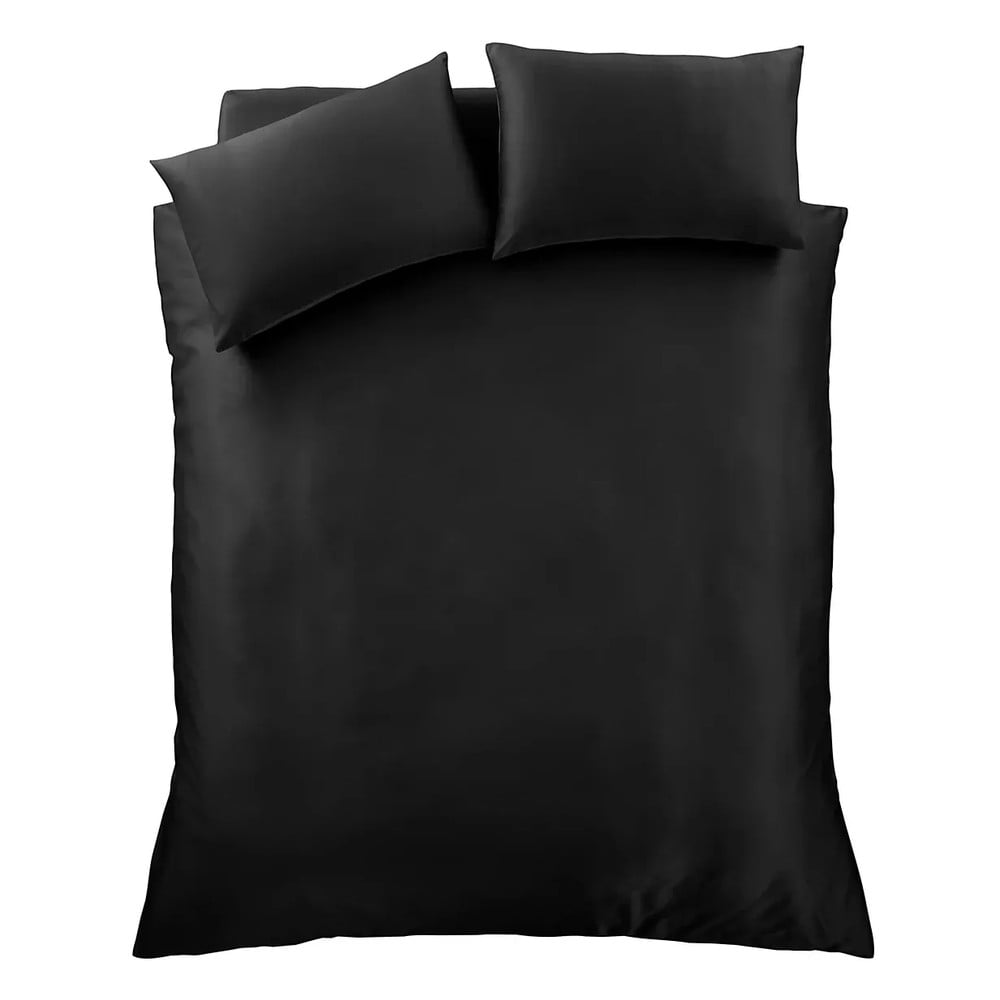 Čierne saténové obliečky na dvojlôžko 200x200 cm Silky Soft – Catherine Lansfield
