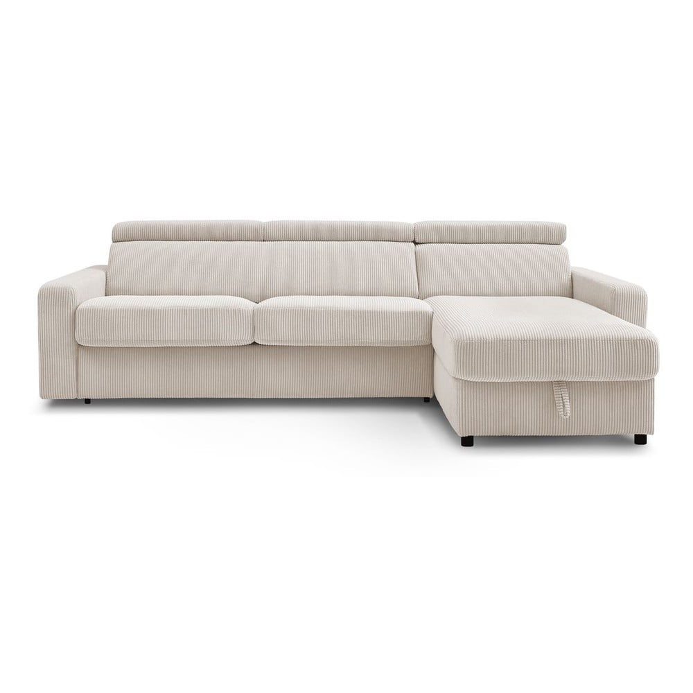 Krémová menčestrová rozkladacia rohová pohovka (variabilná) Monaco – Bobochic Paris