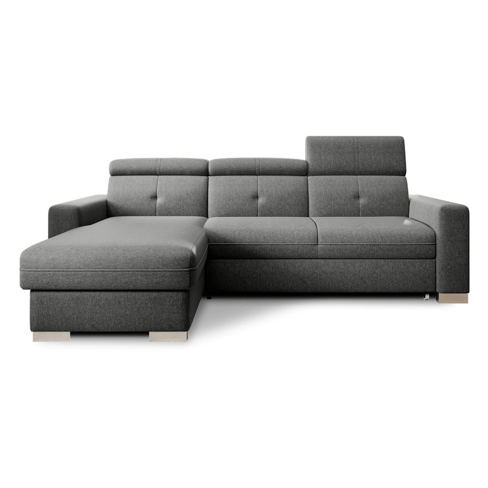 Sivá rozkladacia/s úložným priestorom rohová pohovka (ľavý roh/s leňoškou) Fresia – ELTAP