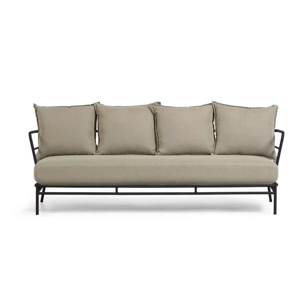 Béžová záhradná pohovka s kovovou konštrukciou Kave Home Mareluz