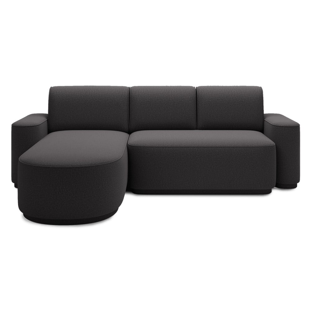 Tmavosivá ženilková rozkladacia/s úložným priestorom rohová pohovka (ľavý roh/s leňoškou) Aurumm – ELTAP