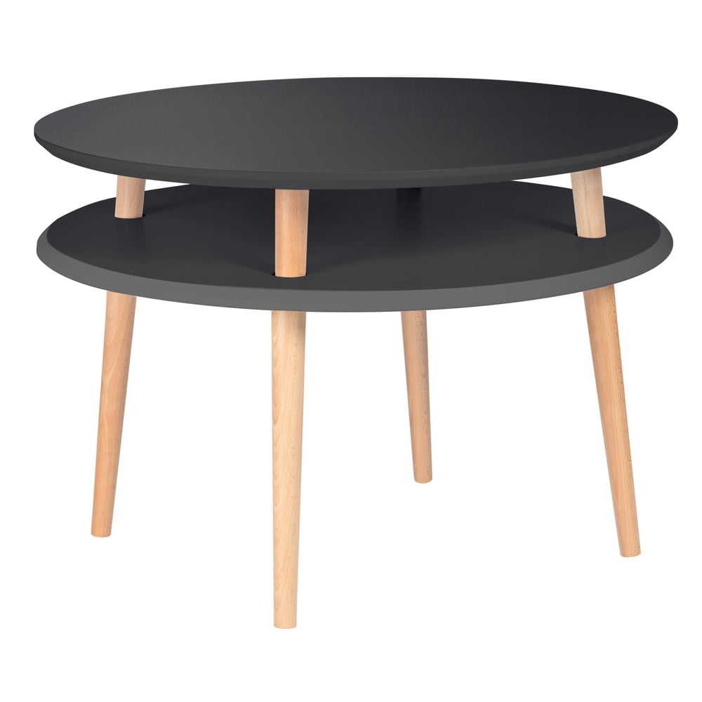 Grafitovosivý konferenčný stolík s prírodnými nohami Ragaba UFO