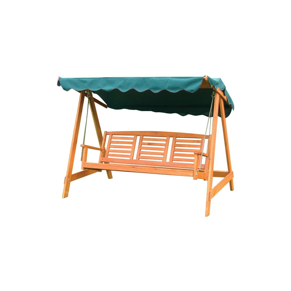 Zeleno-hnedá drevená záhradná hojdačka Eden – Rojaplast