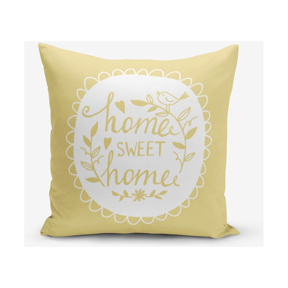 Žltá obliečka na vankúš Minimalist Cushion Covers Home Sweet Home