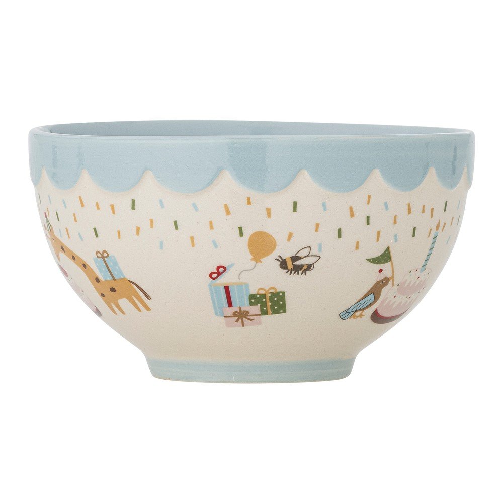 Svetlomodrá/krémovobiela kameninová detská miska ø 13