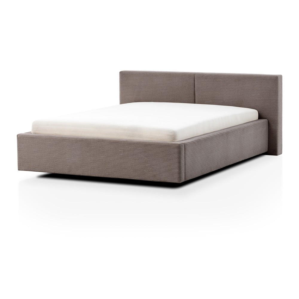 Svetlohnedá čalúnená dvojlôžková posteľ s úložným priestorom s roštom 160x200 cm Cube – Meise Möbel