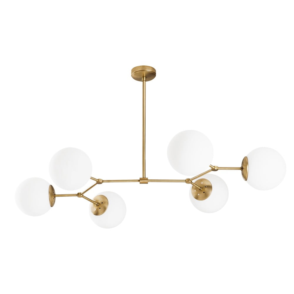 Biele/v mosadznej farbe závesné svietidlo so skleneným tienidlom Damar – Opviq lights