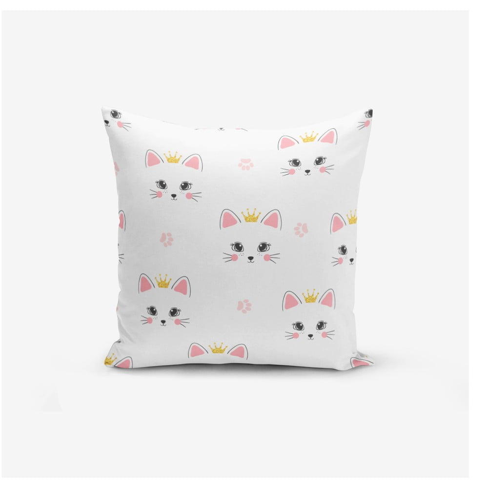 Detská obliečka na vankúš 43x43 cm White Pink Cat – Mila Home
