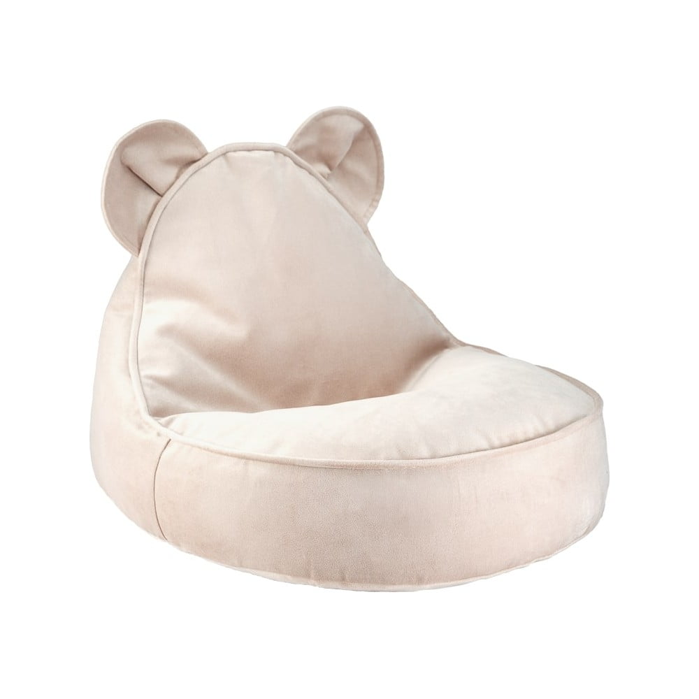 Béžový zamatový detský sedací vak Bear – Wigiwama