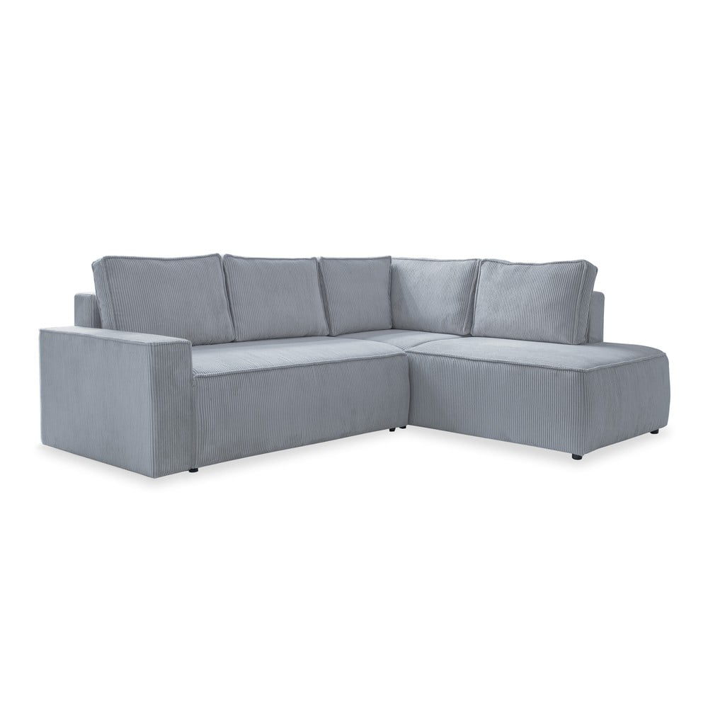 Svetlosivá menčestrová rozkladacia rohová pohovka (pravý roh) Brave Dave – Miuform