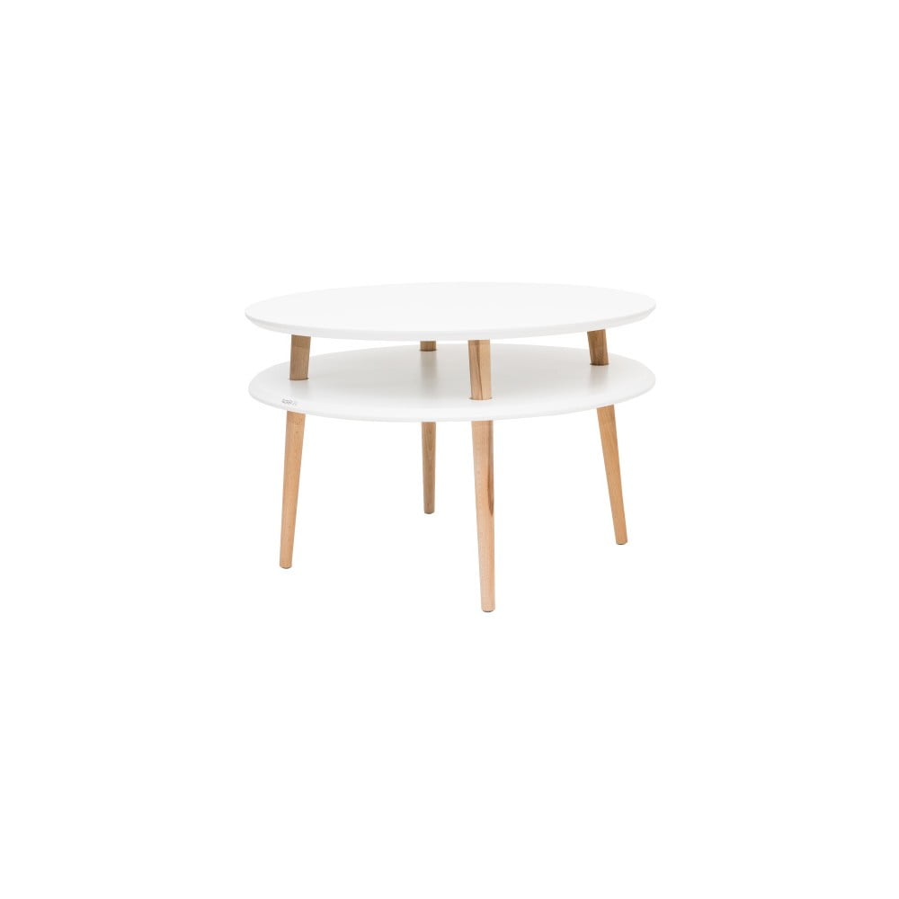 Biely konferenčný stolík s prírodnými nohami Ragaba UFO