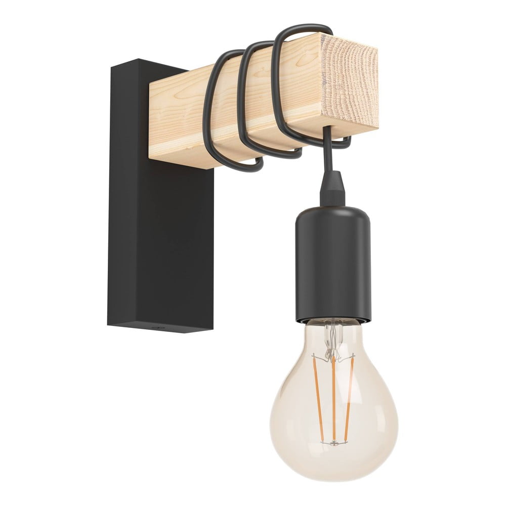 Nástenné svietidlo v čiernej a prírodnej farbe TOWNSHEND - EGLO