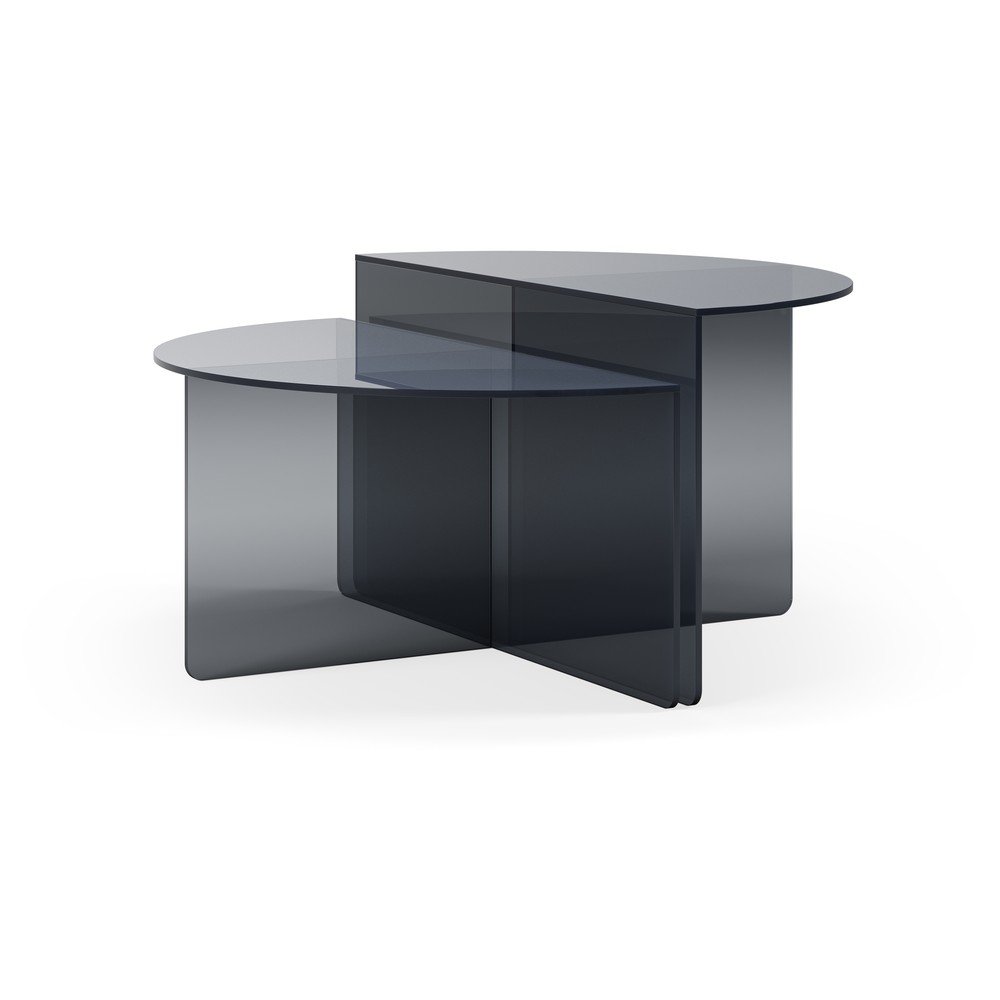 Sivé sklenené okrúhle konferenčné stolíky v súprave 2 ks ø 80 cm Velta – MOME