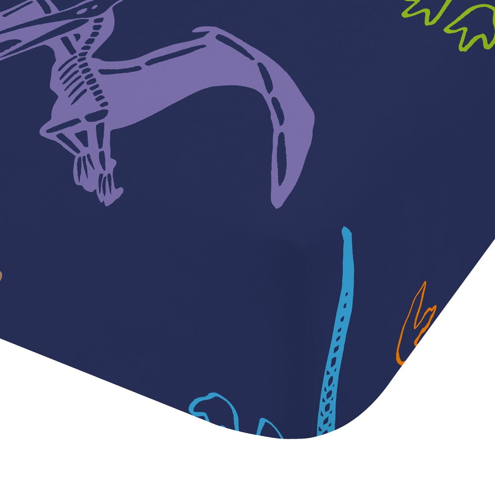 Modrá napínacia detská plachta na jednolôžko 90x190 cm Prehistoric Dinosaurs – Catherine Lansfield