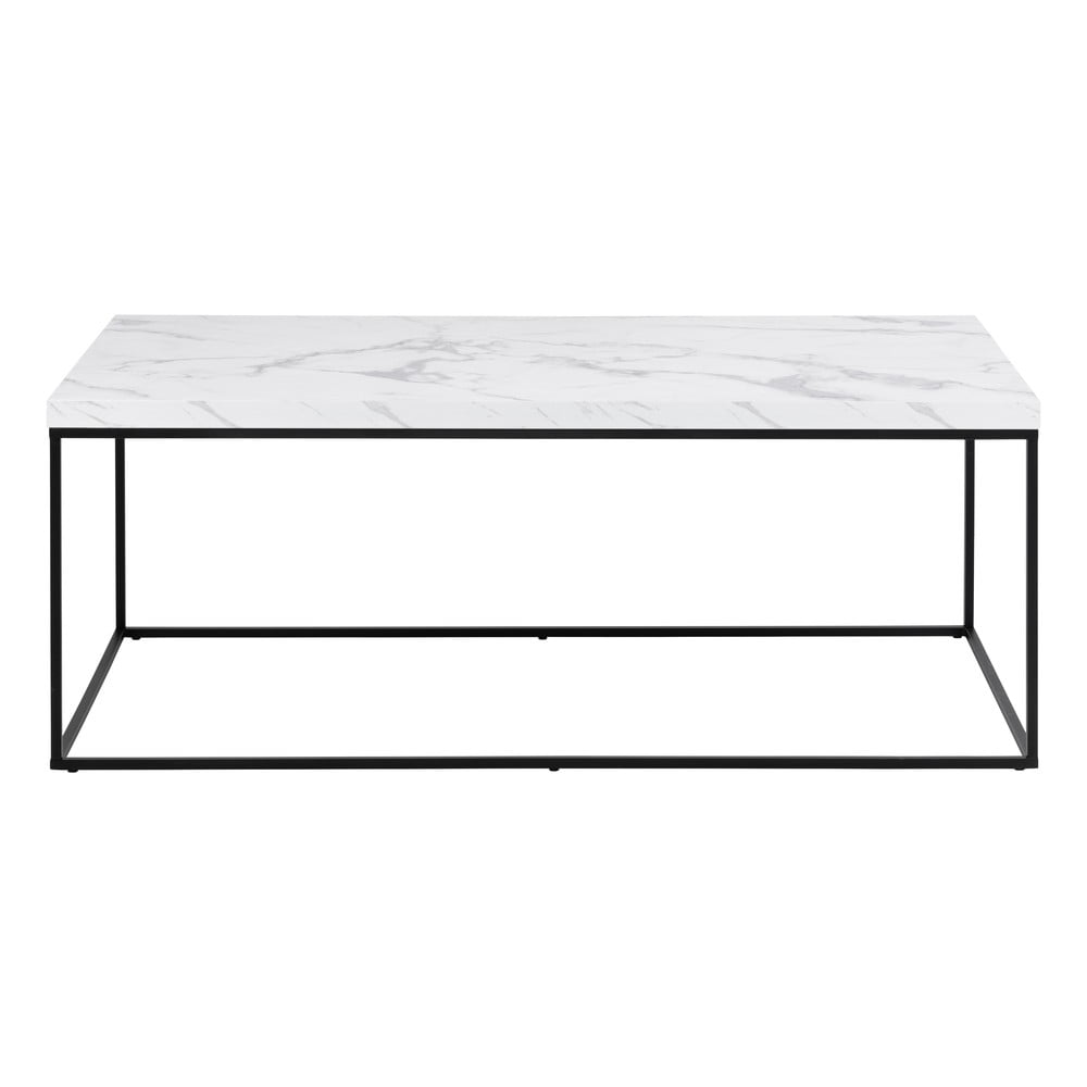 Biely konferenčný stolík s doskou v dekore mramoru 55x110 cm Barossa – Actona