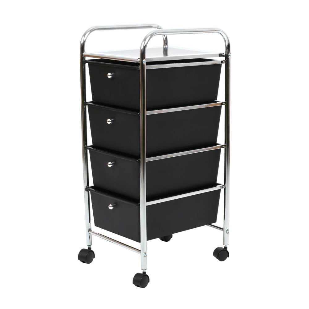 Plastový pojazdný regál v čierno-striebornej farbe 33x79 cm – Premier Housewares