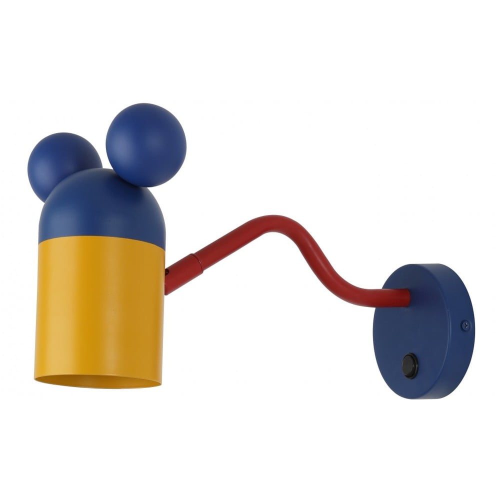 Modré detské nástenné svietidlo s kovovým tienidlom Mouse – GTV