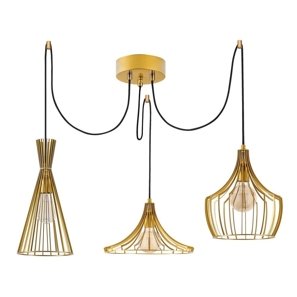 Závesné svietidlo v zlatej farbe s kovovým tienidlom Mezopotamya – Opviq lights