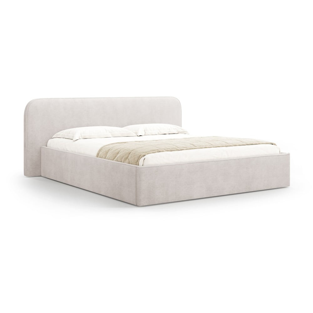 Biela čalúnená dvojlôžková posteľ s úložným priestorom s roštom 200x200 cm Elizabeth – Micadoni