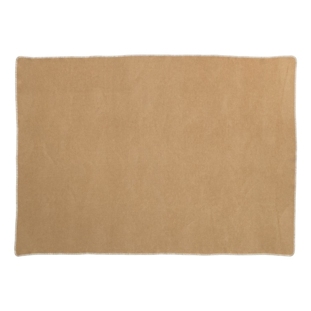 Okrovožltá deka s prímesou vlny 140x200 cm Ylva Ochre – Pappelina