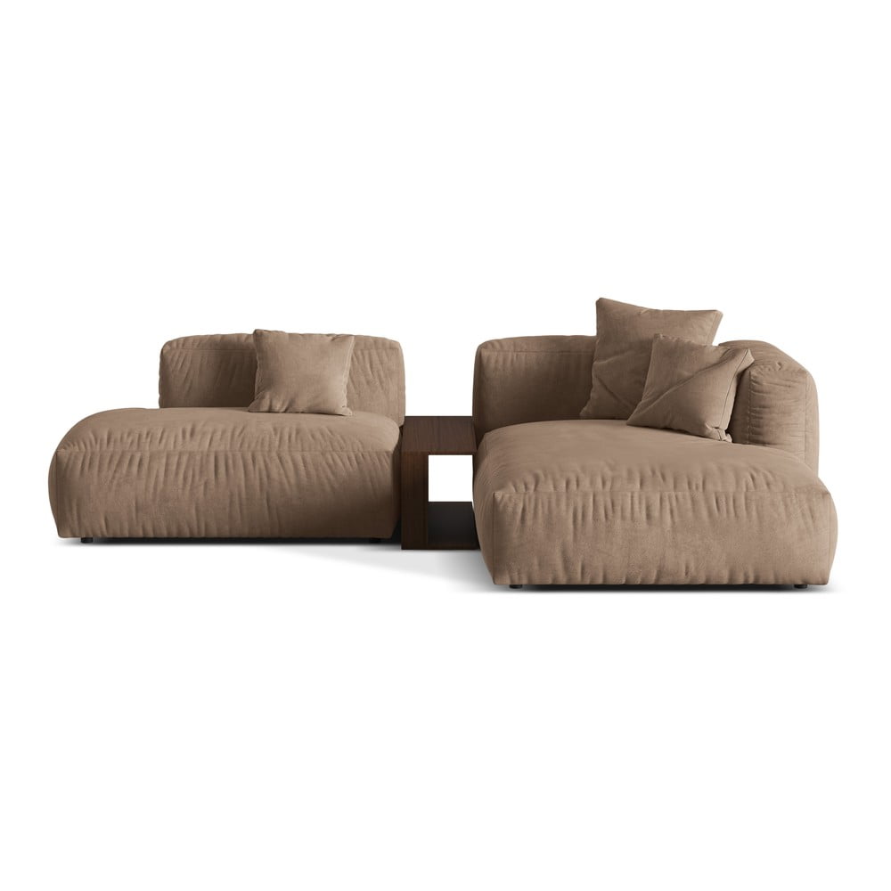 Svetlohnedá zamatová modulárna rohová pohovka (pravý roh/s leňoškou) Martina – Micadoni