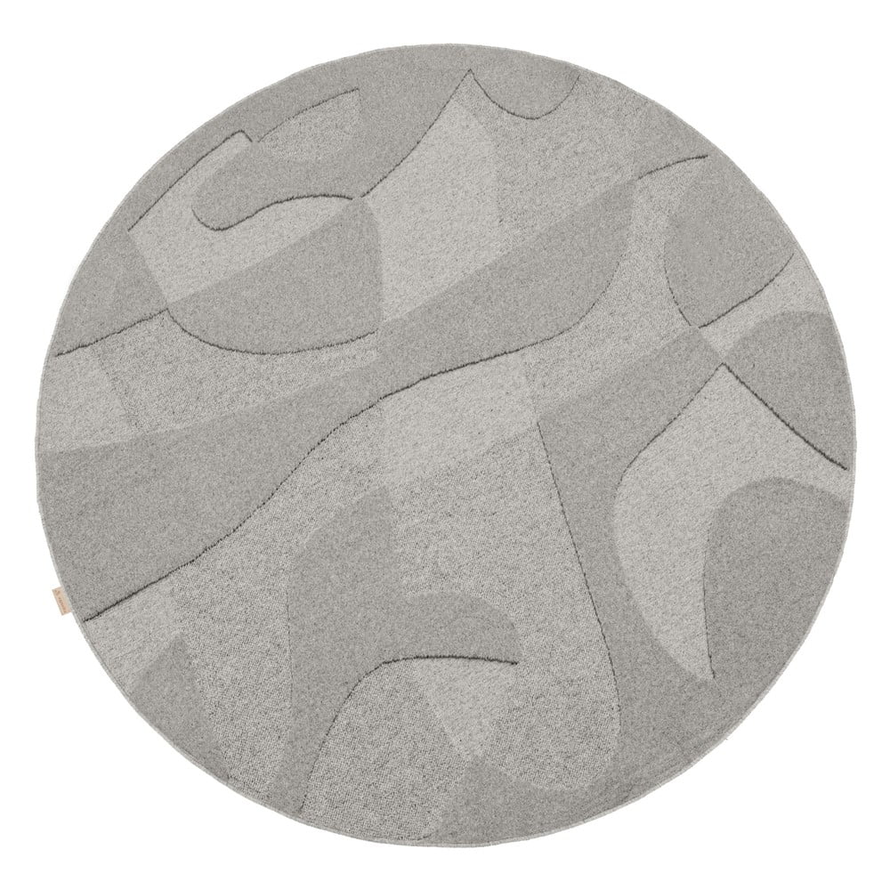 Sivý vlnený okrúhly koberec ø 133 cm Morphic Botanica – Agnella