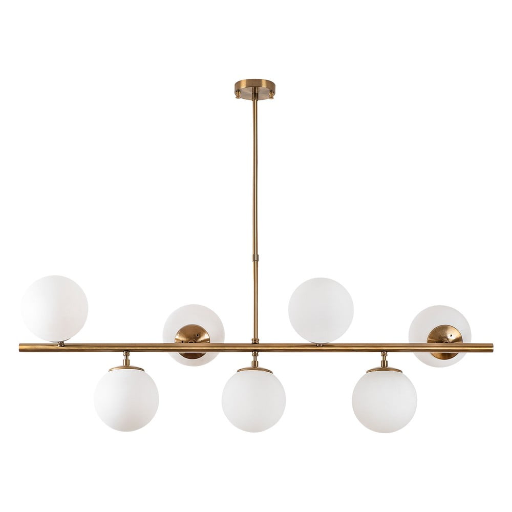 Biele/v mosadznej farbe závesné svietidlo so skleneným tienidlom Fazli – Opviq lights