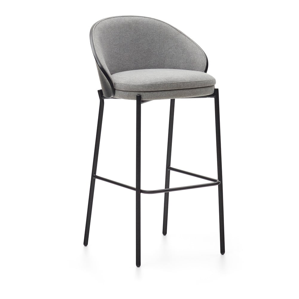 Čierna/sivá barová stolička (výška sedadla 77 cm) Eamy – Kave Home