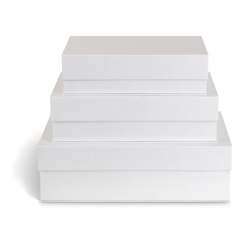 Biele kartónové úložné boxy v súprave 3 ks s vekom 42