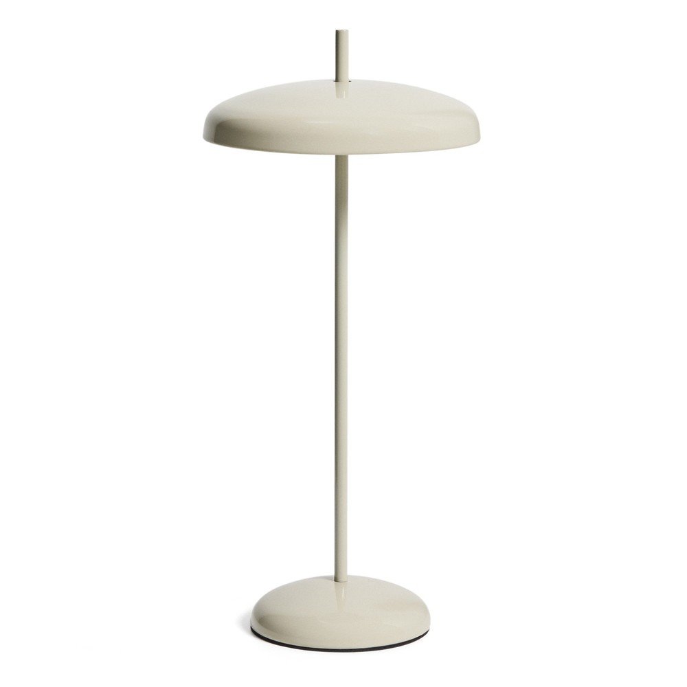 Sivá LED stmievateľná stolová lampa s kovovým tienidlom (výška 35 cm) Porte – Kave Home