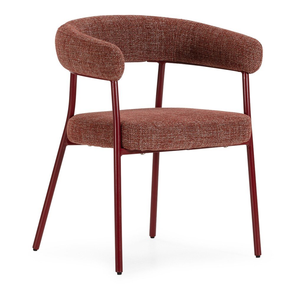 Terakotové čalúnené jedálenské kreslá v súprave s podrúčkami 2 ks Yuri – MOME