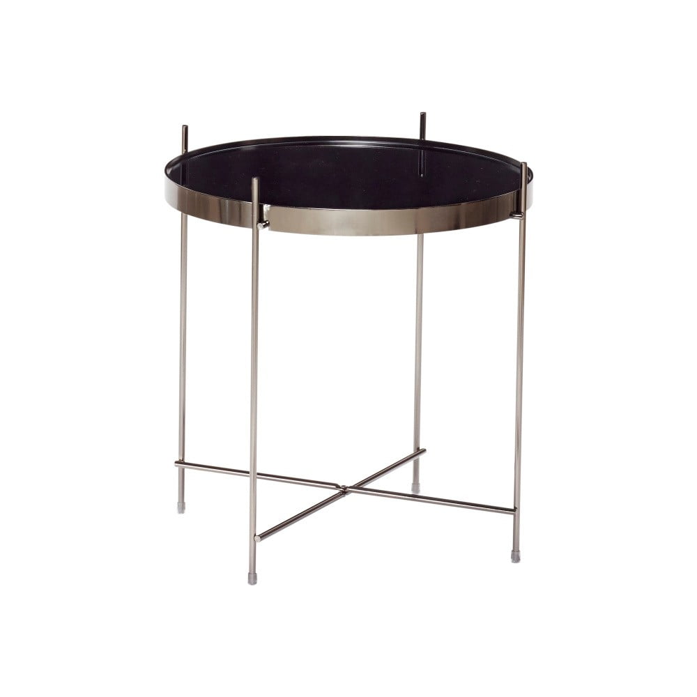 Čierny odkladací stolík so zrkadlovou doskou Hübsch Dorotea