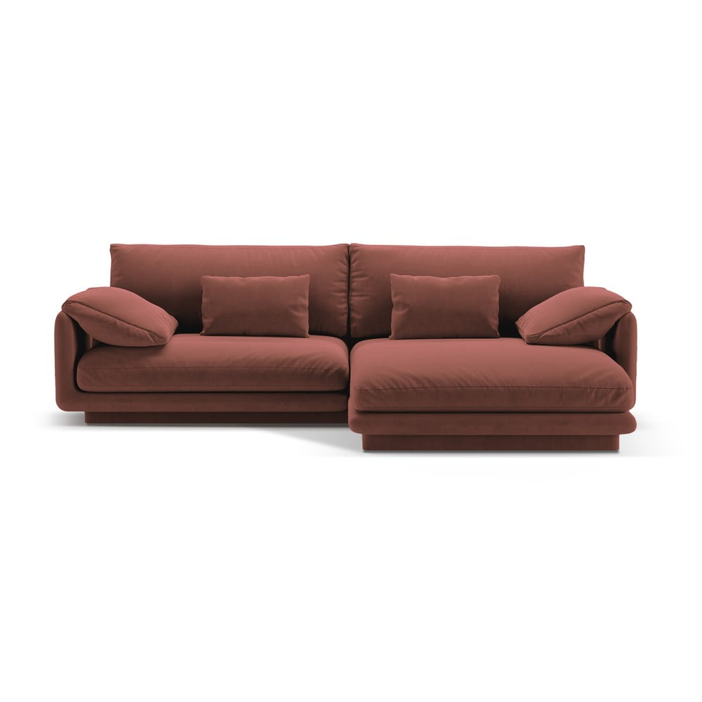 Ružová zamatová rohová pohovka (pravý roh/s leňoškou) Torino – Micadoni