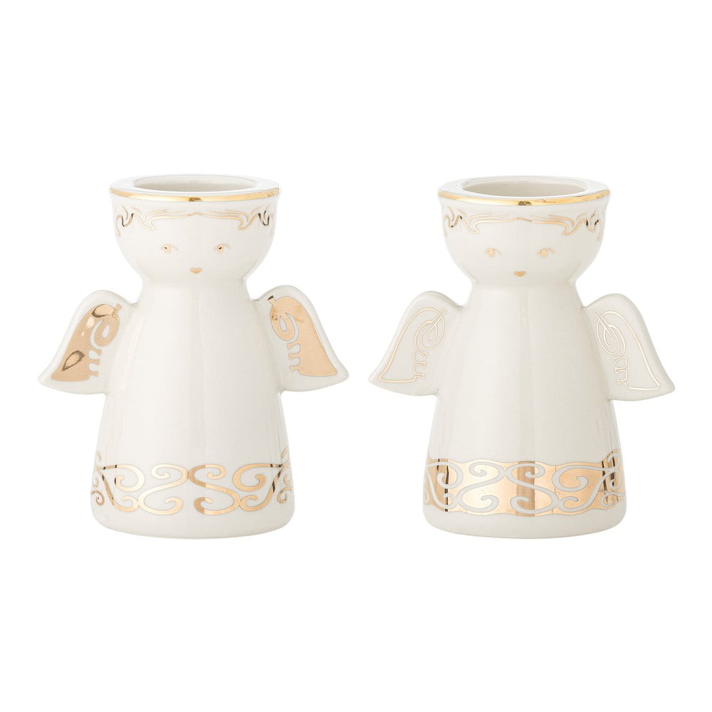 Kameninové svietniky v súprave na čajovú sviečku 2 ks Faella – Bloomingville