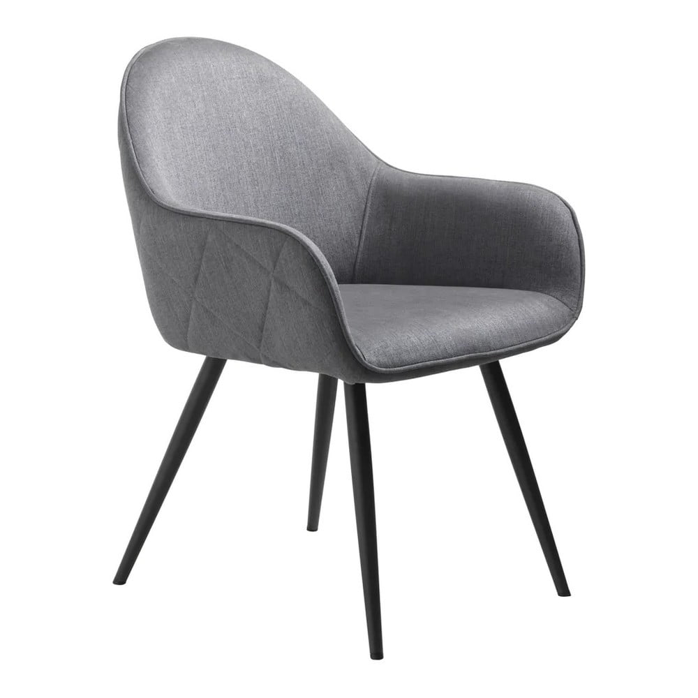 Sivé čalúnené jedálenské kreslo s podrúčkami Minto – Unique Furniture